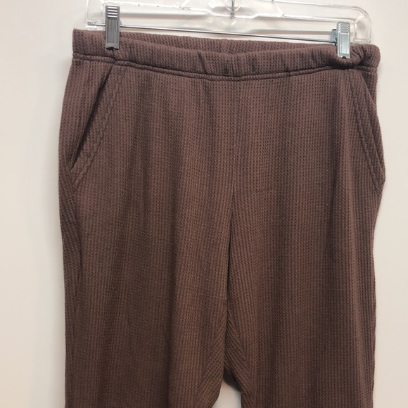 Aerie Waffle Joggers Women's S/P chocolate brown sweat pants thermal EUC - Picture 2 of 15